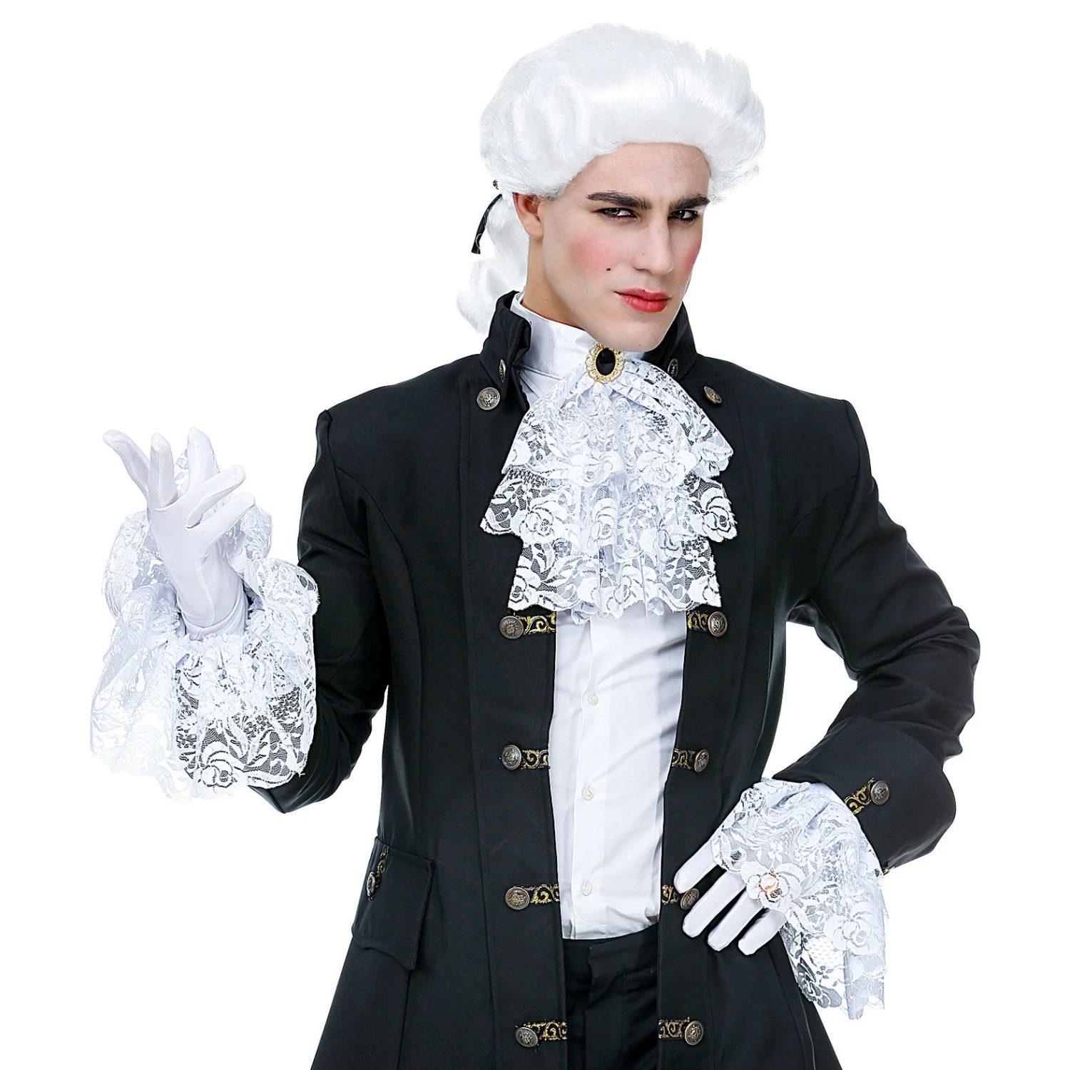 JABOT CON GEMMA E POLSINI IN PIZZO 1 JABOT CON GEMMA E POLSINI IN PIZZO