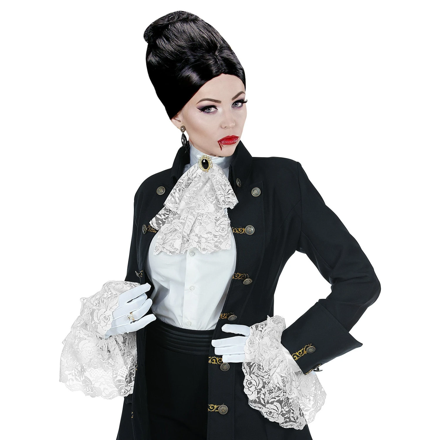 JABOT CON GEMMA E POLSINI IN PIZZO 3 JABOT CON GEMMA E POLSINI IN PIZZO - immagine 3