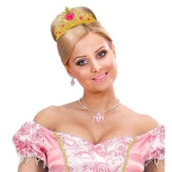 TIARA ORO CON GEMME ROSA 7 TIARA ORO CON GEMME ROSA -Widmann 09786 d