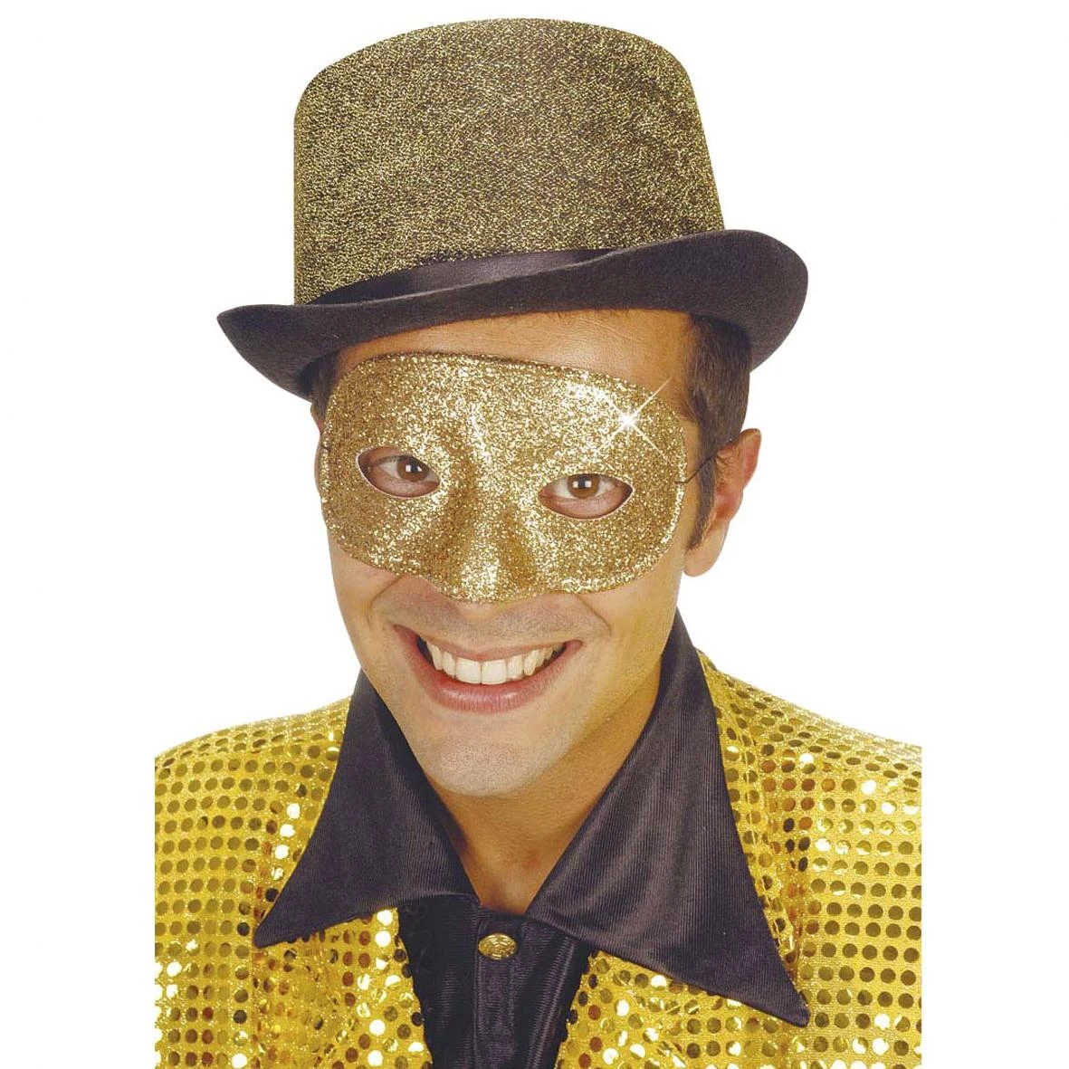 MASCHERA DOMINO GLITTER ACAPULCO ORO 2 MASCHERA DOMINO GLITTER ACAPULCO ORO - immagine 2