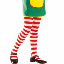 WIDMANN CALZE COLLANT RIGATI PARIGINE BIANCO/ROSSO ABITO TRAVESTIMENTO VESTITO CARNEVALE PIPPI (anni 07/10) -Widmann 139508 3