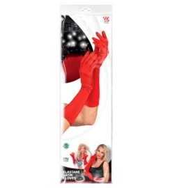 GUANTI ROSSI IN RASO ELASTAN CM 40 -Widmann 14422 z