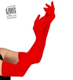 PAIO DI GUANTI LUNGHI ROSSI 60 CM IN ELASTAM