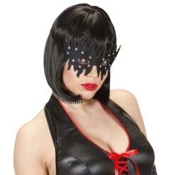 MASCHERA DOMINO NERO BORCHIATO -Widmann 1784B c