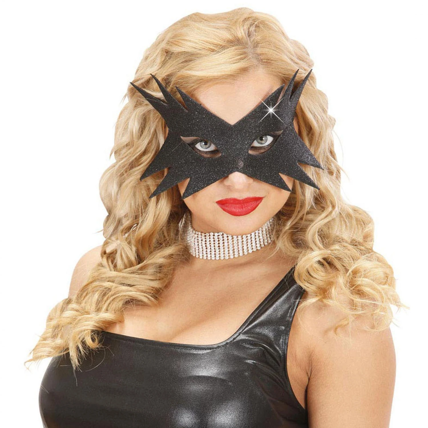 MASCHERA DOMINO GLITTER STELLA NERO 2 MASCHERA DOMINO GLITTER STELLA NERO - immagine 2