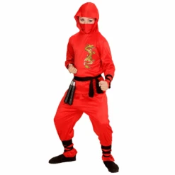 WIDMANN COSTUME VESTITO ABITO TRAVESTIMENTO CARNEVALE RED DRAGON NINJA CASACCA PANTALONI MASCHERA FASCE 4/10 ANNI - 1133 (anni 05/07)