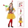 WIDMANN VESTITO CARNEVALE + ACCESSORI CLOWN COSTUME TROMBA SET TRUCCO CON NASO 5/7 ANNI TRAVESTIMENTO - 0695+4044N+2720T