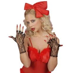 GUANTI IN PIZZO NERI CM 25