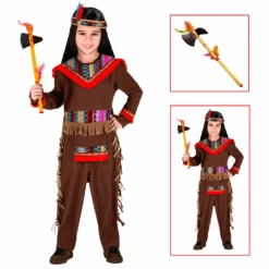 WIDMANN VESTITO CARNEVALE + ACCESSORI INDIANO COSTUME ASCIA TRAVESTIMENTO (2/3 ANNI)