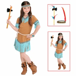 WIDMANN VESTITO CARNEVALE + ACCESSORI INDIANA COSTUME ASCIA TRAVESTIMENTO (8/10 ANNI)