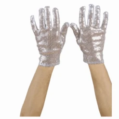 GUANTI IN PAILLETTES ARGENTO