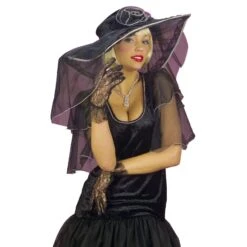 GUANTI NERI DI PIZZO CM 25