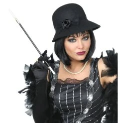 CAPPELLO CHARLESTON NERO CON FIORE 6 CAPPELLO CHARLESTON NERO CON FIORE -Widmann 68577 c