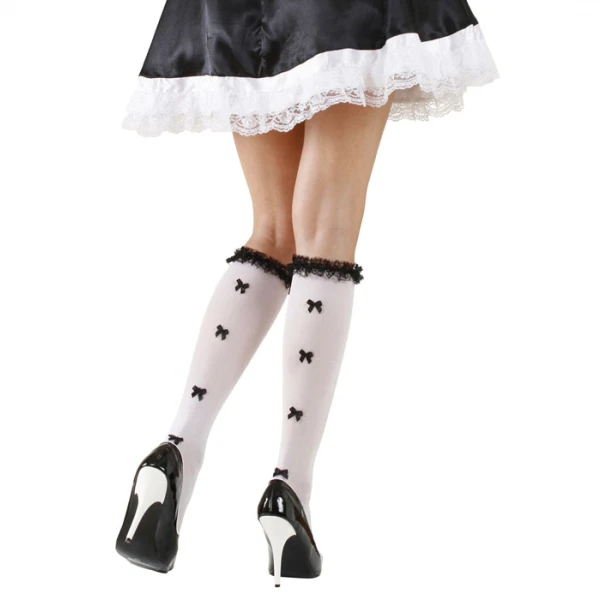 CALZINI BIANCHI PIZZO E FIOCCHI NERI 1 CALZINI BIANCHI PIZZO E FIOCCHI NERI