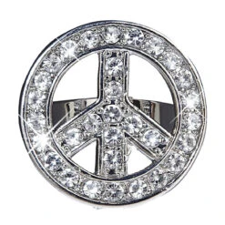 ANELLO PEACE AND LOVE CON STRASS