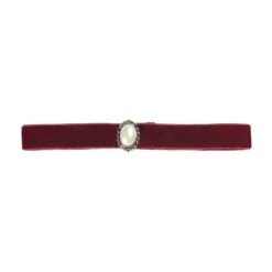 COLLARINO VELLUTO BURGUNDY CON GEMMA