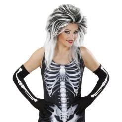 GUANTI NERI CON OSSA BIANCHE STAMPATE