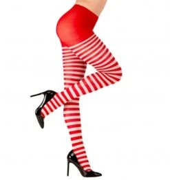 WIDMANN Calze Rigate Bianco Rosse Carnevale Festival Magia Giocoleria